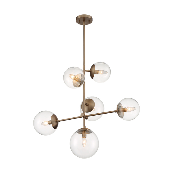 Nuvo Fixture, Pendant, 6-Lght, Incandescent, 60W, 120V, B10, Candelabra Bse, Height: 27.88 60/7125